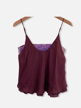 Free People Plum Spaghetti-Strap Sequin-Trim Cami